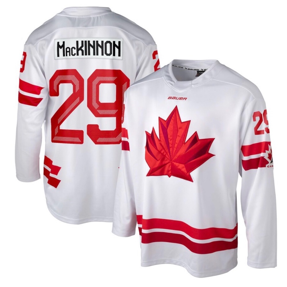 Nathan MacKinnon Team Canada 2026 Olympic Bauer White  and Red Men's Jersey